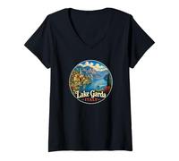 Mujer Italia Lago de Garda Camiseta Cuello V