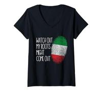 Mujer Italia Tiene Sus raíces en el ADN Italiano Italia Camiseta Cuello V