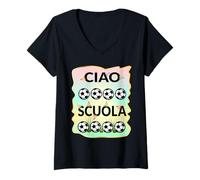 Mujer Italia Vuelta al Cole Fútbol Niño Escuela Italiano Camiseta Cuello V