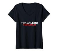 Mujer Italian Brain Rot Meme Tralalero Tralala Camiseta Cuello V