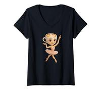 Mujer Italian Brainrot AI-Generated Character Ballerina Cappuccina Camiseta Cuello V