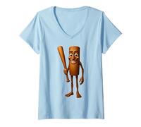 Mujer Italian Brainrot AI-Generated Character Tung Tung Sahur Camiseta Cuello V