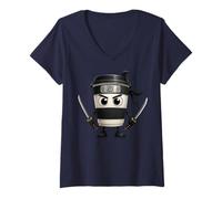 Mujer Italian Brainrot Character Capuccino Assassino Camiseta Cuello V