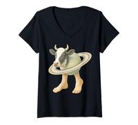 Mujer Italian Brainrot Character La Vaca Saturno Saturnita Camiseta Cuello V
