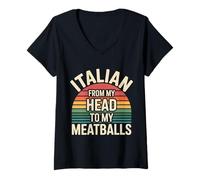 Mujer Italian from My Head To My Meatballs Comida Pasta - Camiseta Cuello V