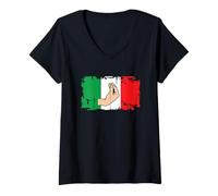 Mujer Italian Hand Gesture Italy Flag Funny Italiano Ma che vuoi? Camiseta Cuello V