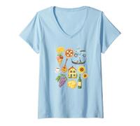 Mujer Italian Summer Scrapbook Vita Dolce Food Farniente Estilo de vida Camiseta Cuello V