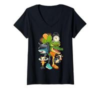 Mujer Italiano Brainrot Meme 10Stage Compilación de personajes combinados Camiseta Cuello V