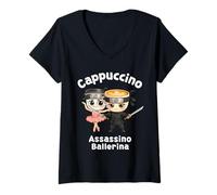Mujer Italiano Brainrot Meme Funny Cappuccino Assassino Bailarina Camiseta Cuello V