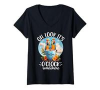 Mujer It's 5 OClock Somewhere Drinking Parrot Coffee O Clock Time Camiseta Cuello V