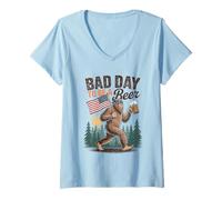 Mujer Its A Bad Day To Be A Beer 4th Of July Funny Beer Bigfoot Camiseta Cuello V