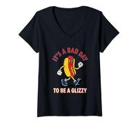 Mujer It's A Bad Day To Be A Glizzy Funny Hotdog Mascot Camiseta Cuello V