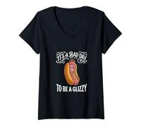 Mujer It's A Bad Day To Be A Glizzy Funny Hotdog Wiener Camiseta Cuello V