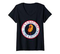 Mujer It's a Bad Day To Be A Hotdog Wiener Funny Red White and Blue Camiseta Cuello V