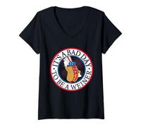 Mujer It's a Bad Day To Be A Weiner Funny Rojo, Blanco y Azul Camiseta Cuello V