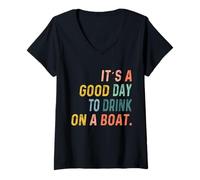 Mujer It's A Good Day To Drink On A Boat Vintage Color Boating Camiseta Cuello V