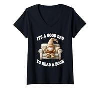 Mujer Its A Good Day To Read A Book Librarian GNOME For Teachers Camiseta Cuello V