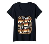 Mujer It's A Project Car It's Never Done Garaje Personalizado - Camiseta Cuello V
