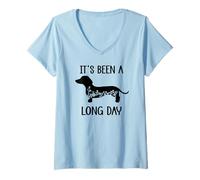 Mujer Its Been a Long Day Dachshund Funny Doxie Mom Dachshund Mama Camiseta Cuello V
