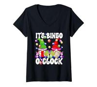 Mujer Its Bingo Time Saying Funny GNOME For Women Men Bingo Night Camiseta Cuello V