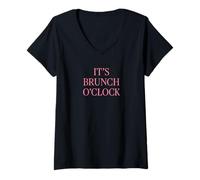 Mujer It's Brunch O'Clock - Camiseta Divertida para el Almuerzo Camiseta Cuello V