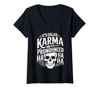 Mujer It's Called Karma and It's Pronounced Ha Ha Ha - Camiseta Cuello V
