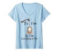 Mujer It's Fine I'm Fine Everything is Fine Funny Cute Mouse Rat Camiseta Cuello V