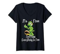 Mujer It's Fine I'm Fine Everything is Fine Funny Cute Turtle Camiseta Cuello V