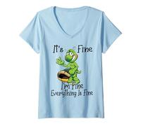 Mujer It's Fine I'm Fine Everything is oky Funny Turtle Great Gift Camiseta Cuello V