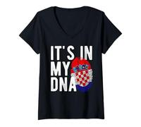 Mujer It's in My DNA Bandera Nacional Croata Patrimonio de los Fans de Croacia Camiseta Cuello V