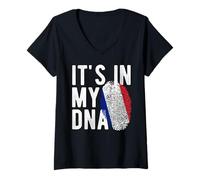 Mujer It's in My DNA Bandera Nacional Francesa Francia Pride Heritage Camiseta Cuello V