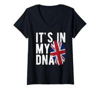 Mujer It's in My DNA Bandera Nacional Inglesa Inglaterra Pride Heritage Camiseta Cuello V