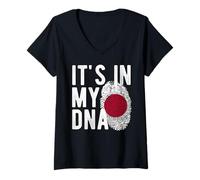 Mujer It's in My DNA Bandera Nacional Japonesa Japón Pride Heritage Camiseta Cuello V