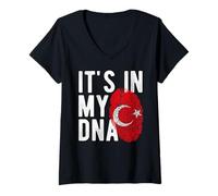 Mujer It's in My DNA Bandera Nacional Turca Turquía Orgullo Heritage Camiseta Cuello V