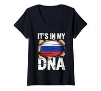 Mujer It's In My DNA Russian Roots Russia Flag Camiseta Cuello V