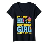 Mujer It's Me Hi I'm The Birthday Girl Its Me Birthday Party Cake Camiseta Cuello V