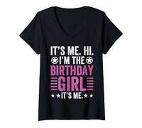 Mujer It's Me Hi Im The Birthday Girl It's Me Funny Birthday Kid's Camiseta Cuello V