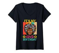 Mujer It's My 42nd Birthday Vintage African Woman 42 Years Old Camiseta Cuello V