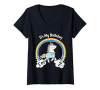 Mujer It's My 7th Cute Unicorn 7 Year Old Girls Camiseta Cuello V