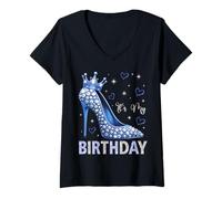 Mujer It's My Birthday - Corona de tacón alto y corazones para fiesta de cumpleaños Camiseta Cuello V