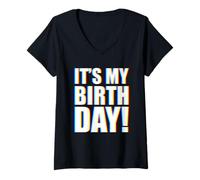 Mujer It's My Birthday EDM Camiseta Cuello V