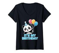 Mujer It's My Birthday Kawaii Panda Camiseta Cuello V