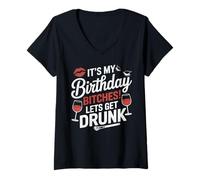 Mujer It's My Birthday Let's Get Drunk Wine Party Women Camiseta Cuello V