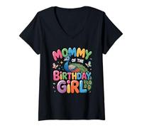 Mujer It's My Mama's Birthday Pavo Real Mom Family Bday Camiseta Cuello V