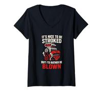 Mujer It's Nice To Be Stroked Funny Racing Carrera de Arrastre para Hombre Camiseta Cuello V