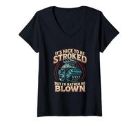Mujer It's Nice To Be Stroked Funny Racing Carrera de Arrastre para Hombre Camiseta Cuello V