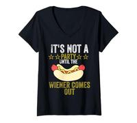 Mujer It's not a party until the Weiner comes out Camiseta Cuello V