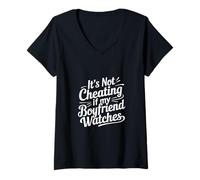 Mujer It's Not Cheating If My Boyfriend Watches Novia ------- Camiseta Cuello V