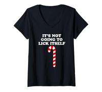 Mujer It's Not Going To Lick Itself Funny Christmas Camiseta Cuello V