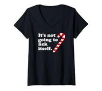 Mujer It's Not Going To Lick Itself Funny Christmas Camiseta Cuello V